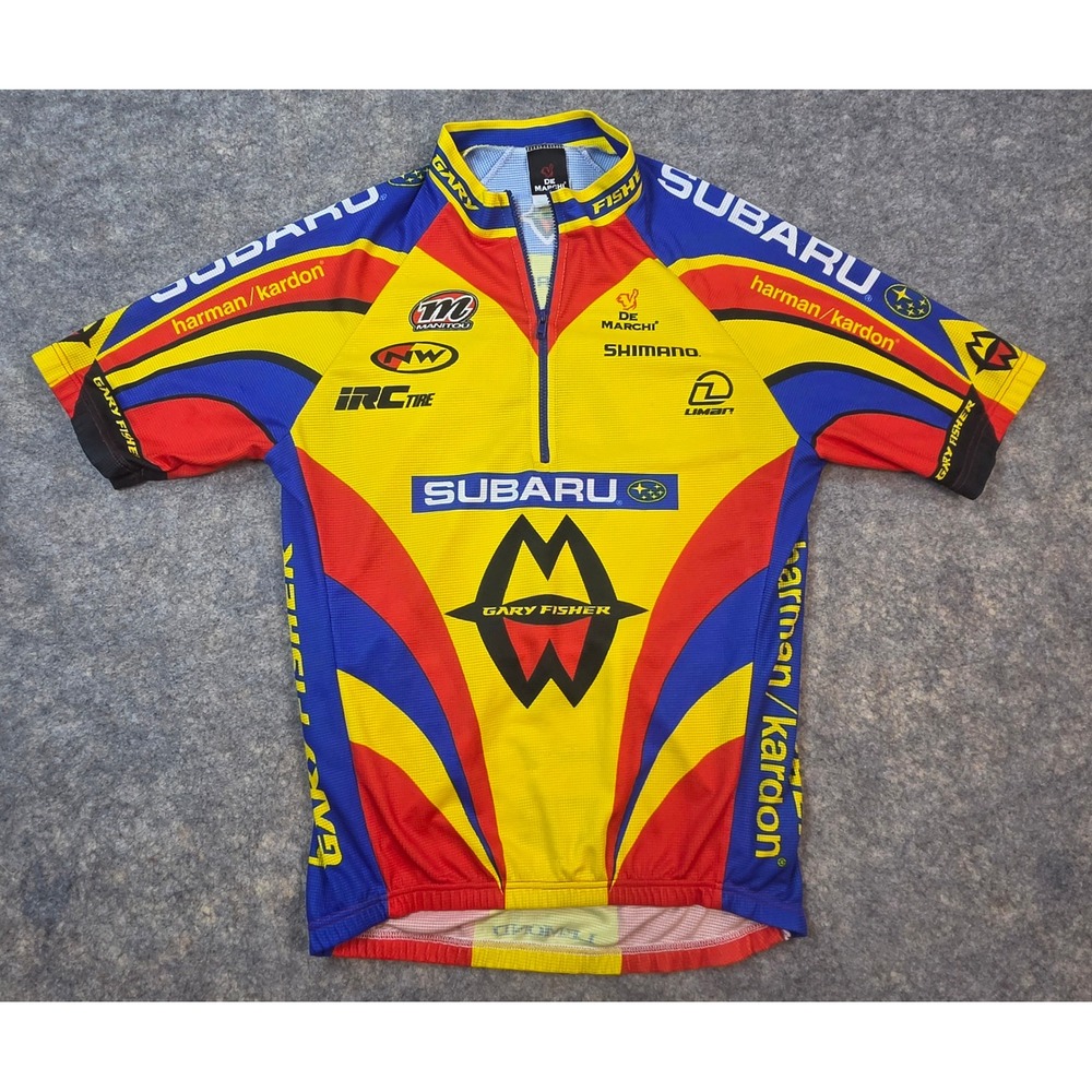 De Marchi Gary Fisher Subaru Cycling Jersey Mens XS Yellow Blue Red Made Italy
